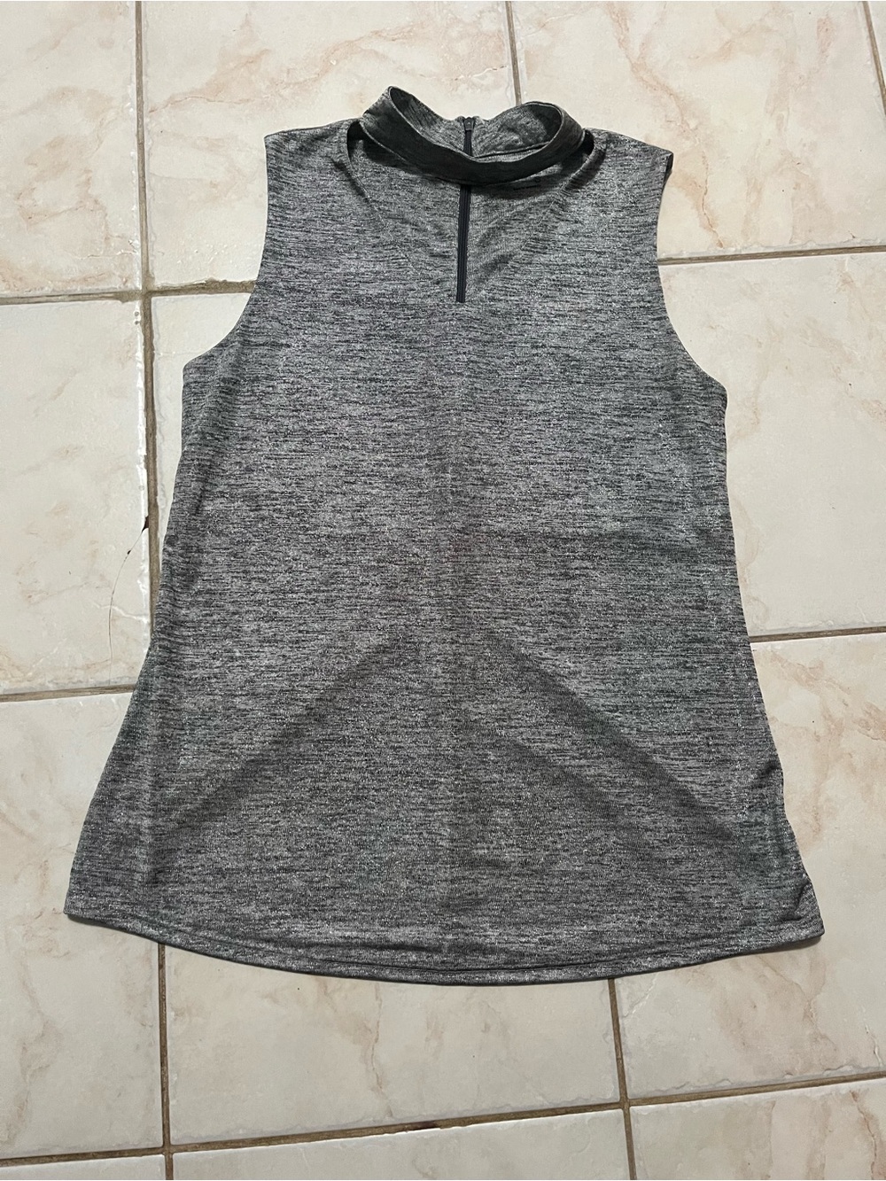 Ruff Hewn Women’s Gray Heather Mock Neck Sleeveless Zip Blouse small Business